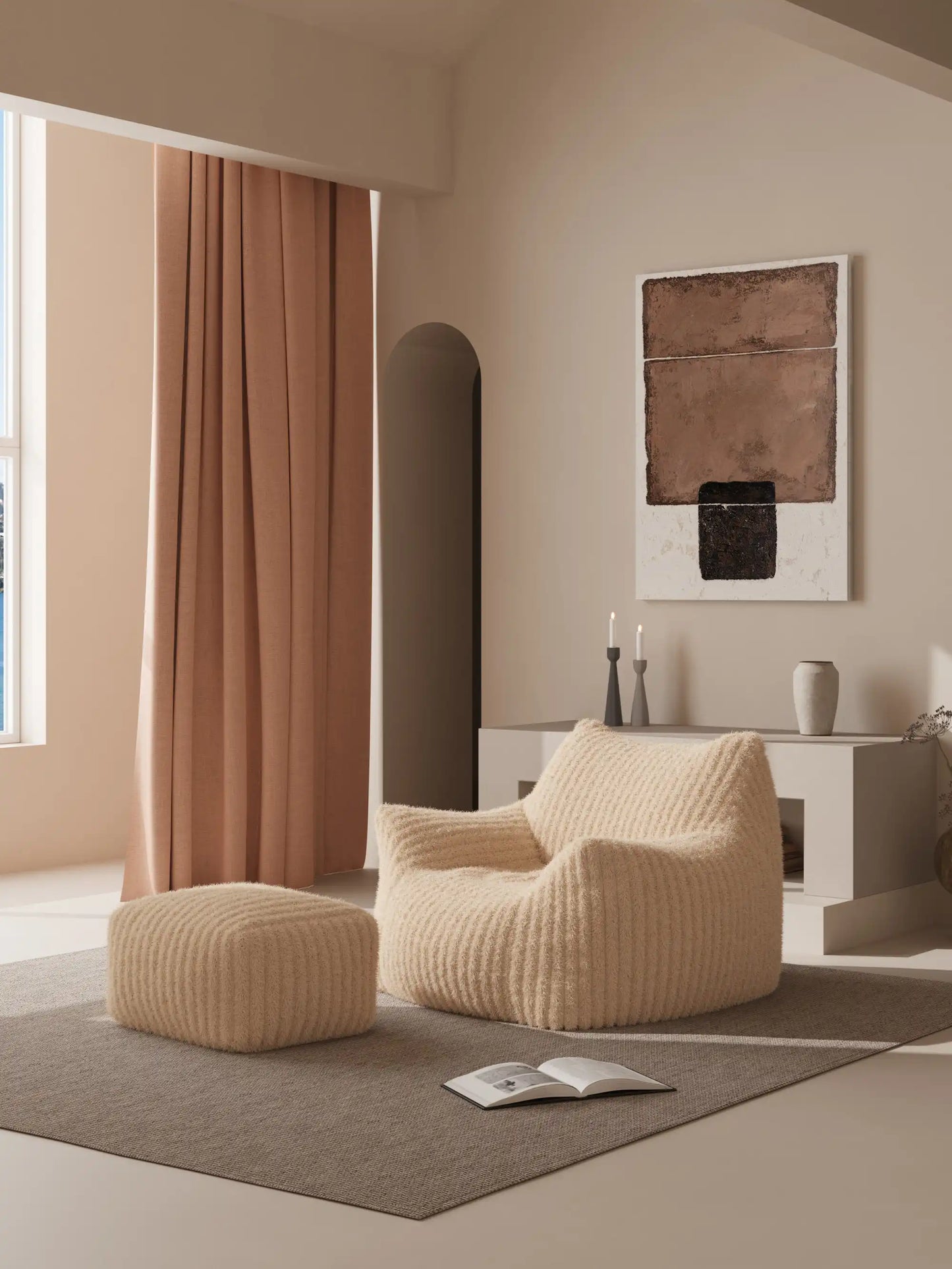 SINGLE-SEATER FOAM BEAN BAG CHAIR - CHANNEL CORD