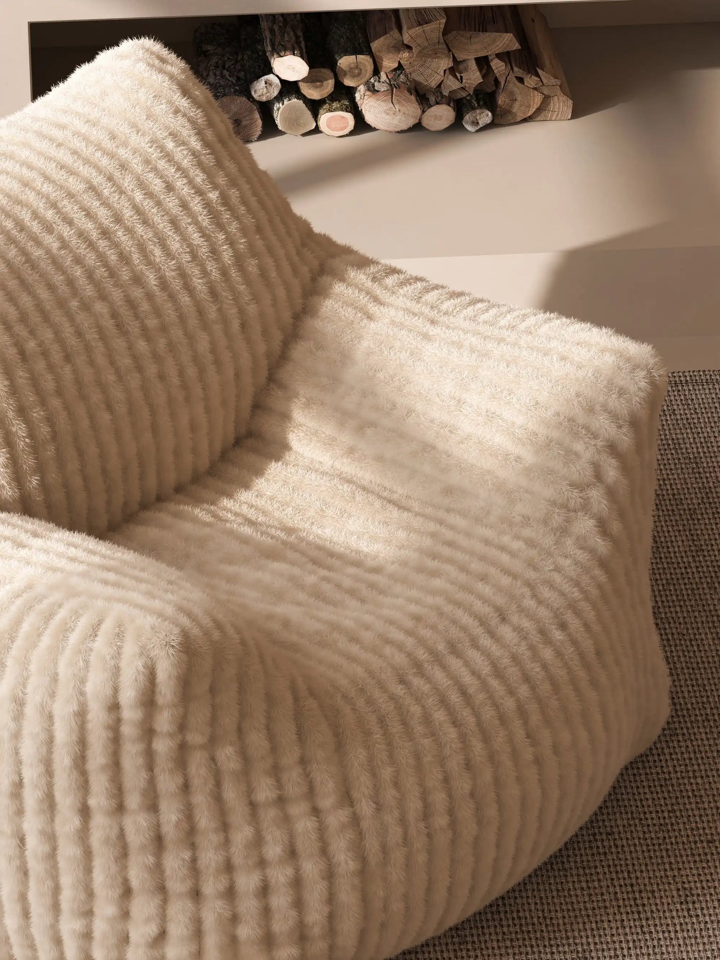 SINGLE-SEATER FOAM BEAN BAG CHAIR - CHANNEL CORD
