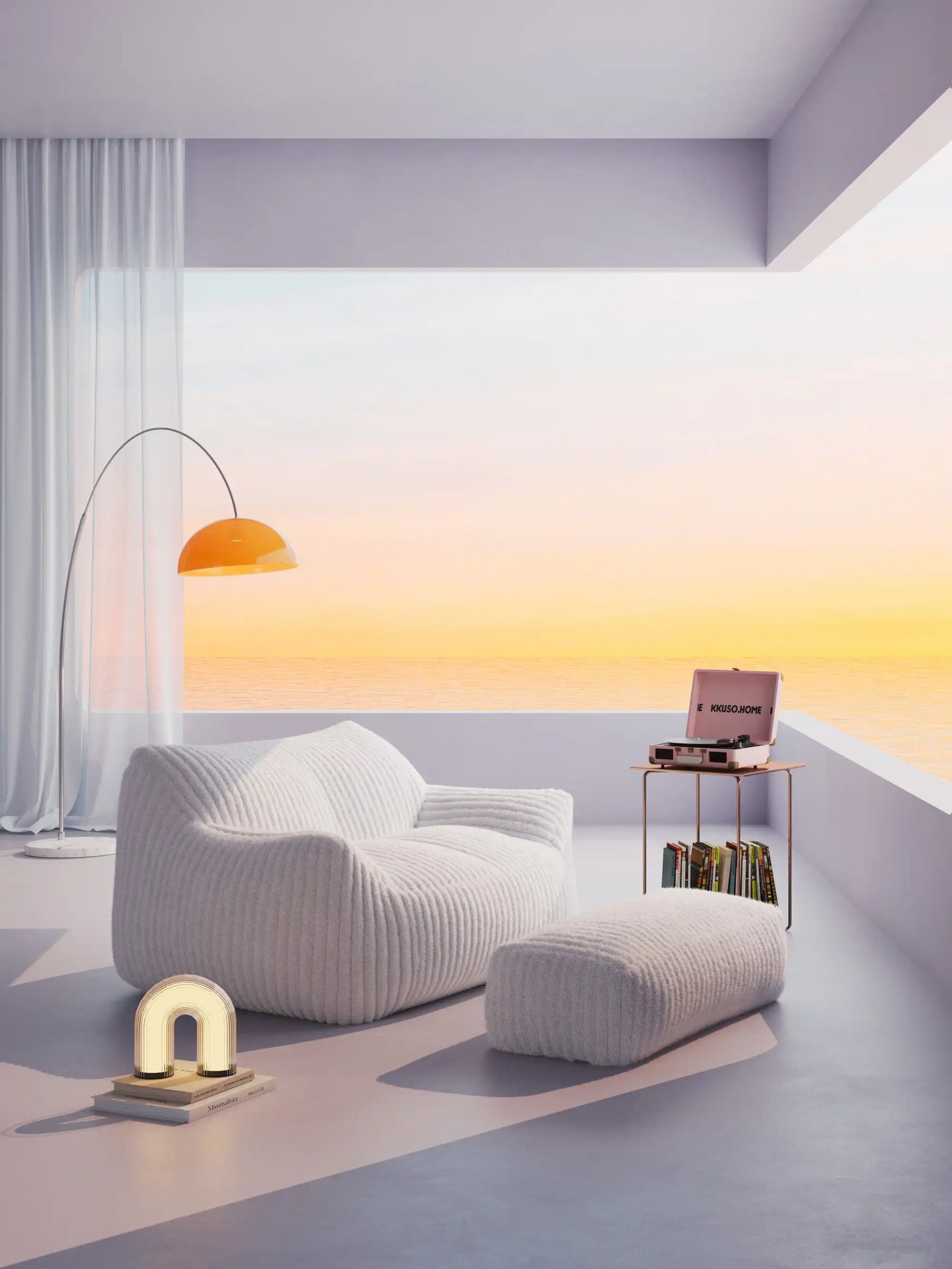 TWO-SEATER FOAM BEAN BAG CHAIR - CHANNEL CORD