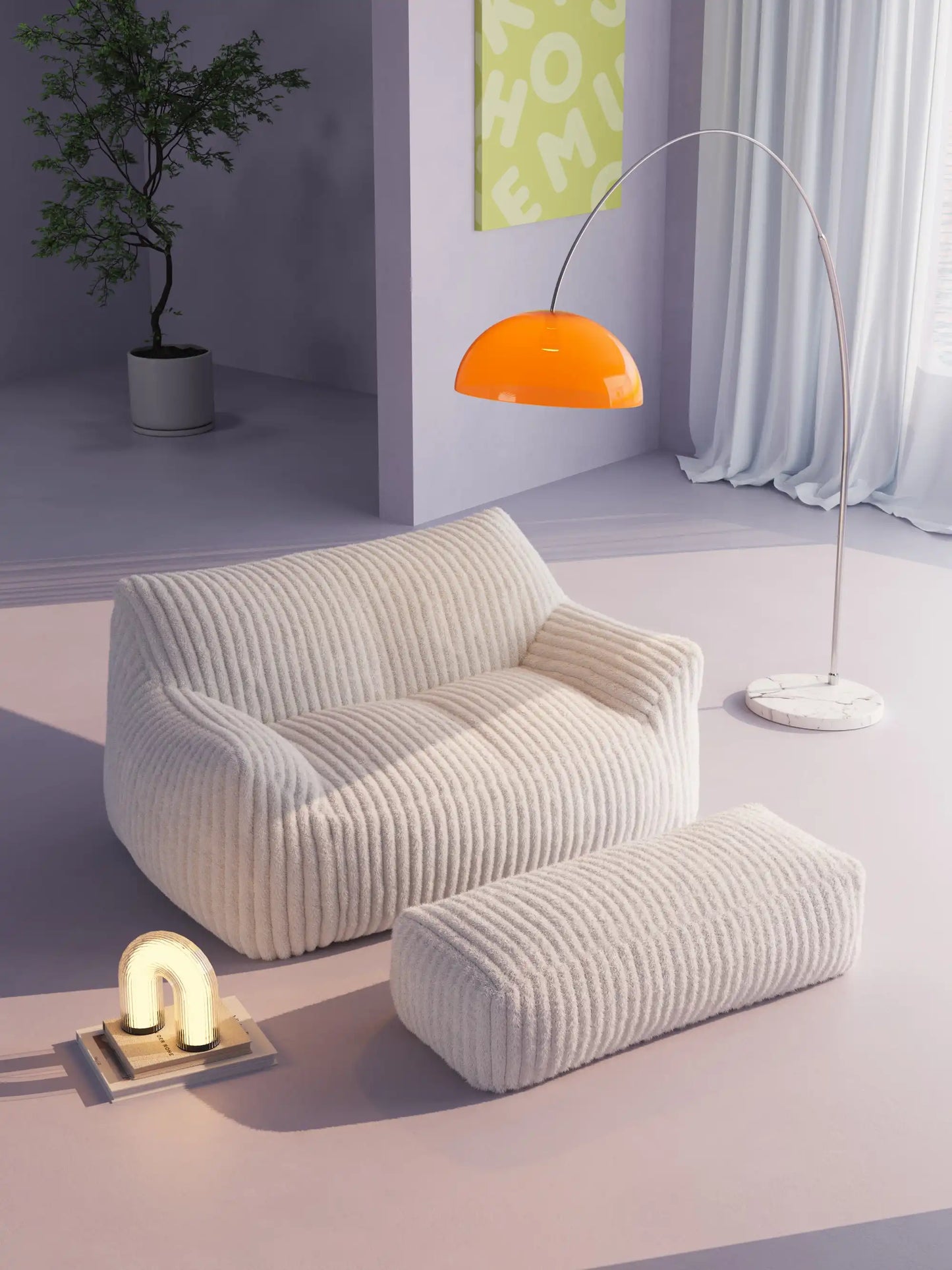 TWO-SEATER FOAM BEAN BAG CHAIR - CHANNEL CORD