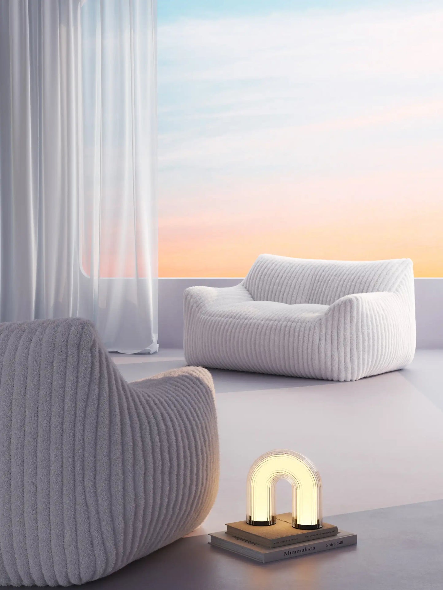 TWO-SEATER FOAM BEAN BAG CHAIR - CHANNEL CORD