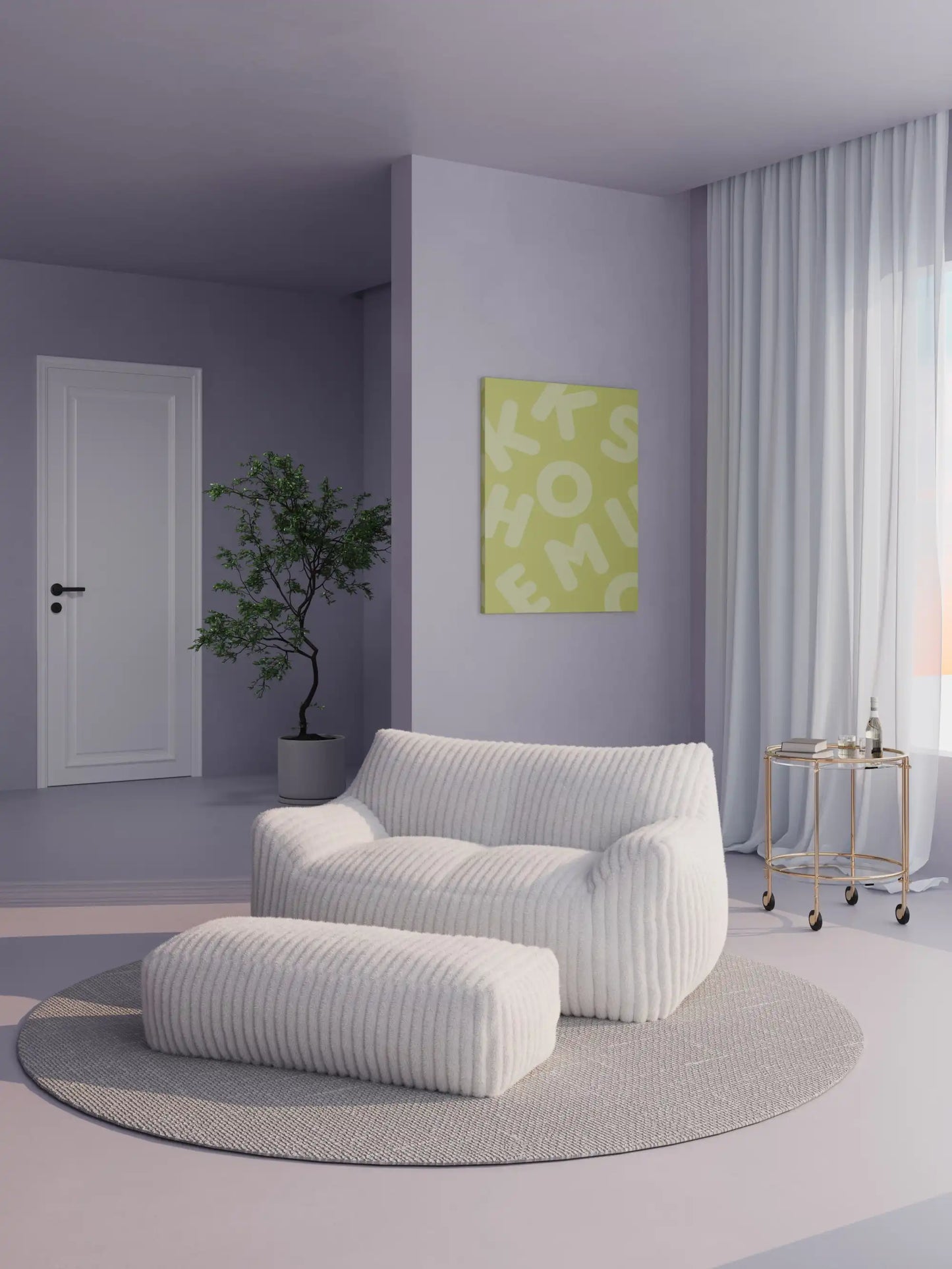 TWO-SEATER FOAM BEAN BAG CHAIR - CHANNEL CORD