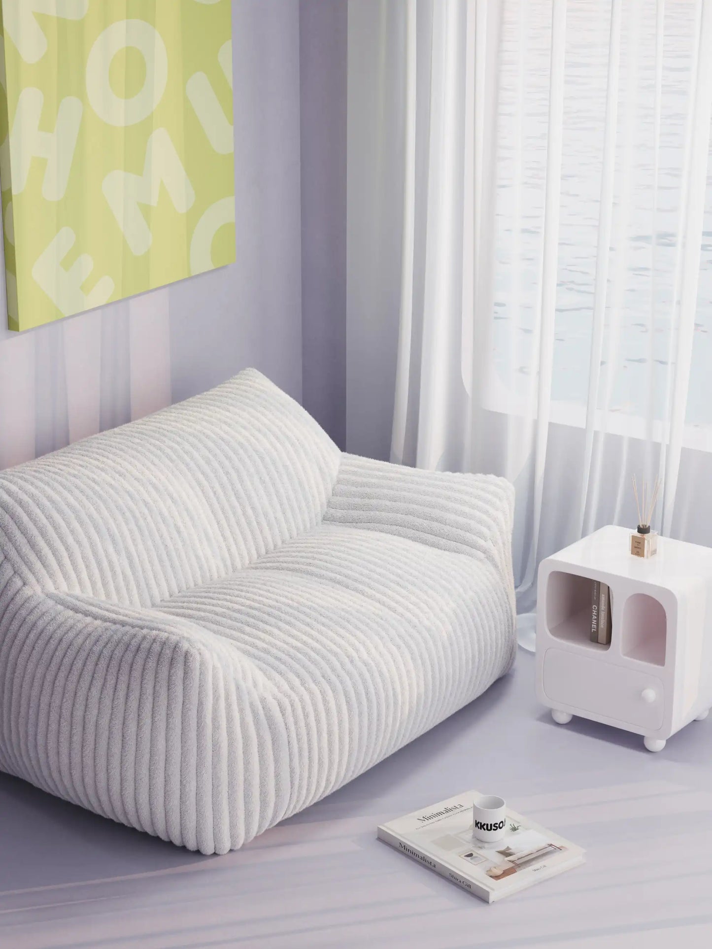 TWO-SEATER FOAM BEAN BAG CHAIR - CHANNEL CORD