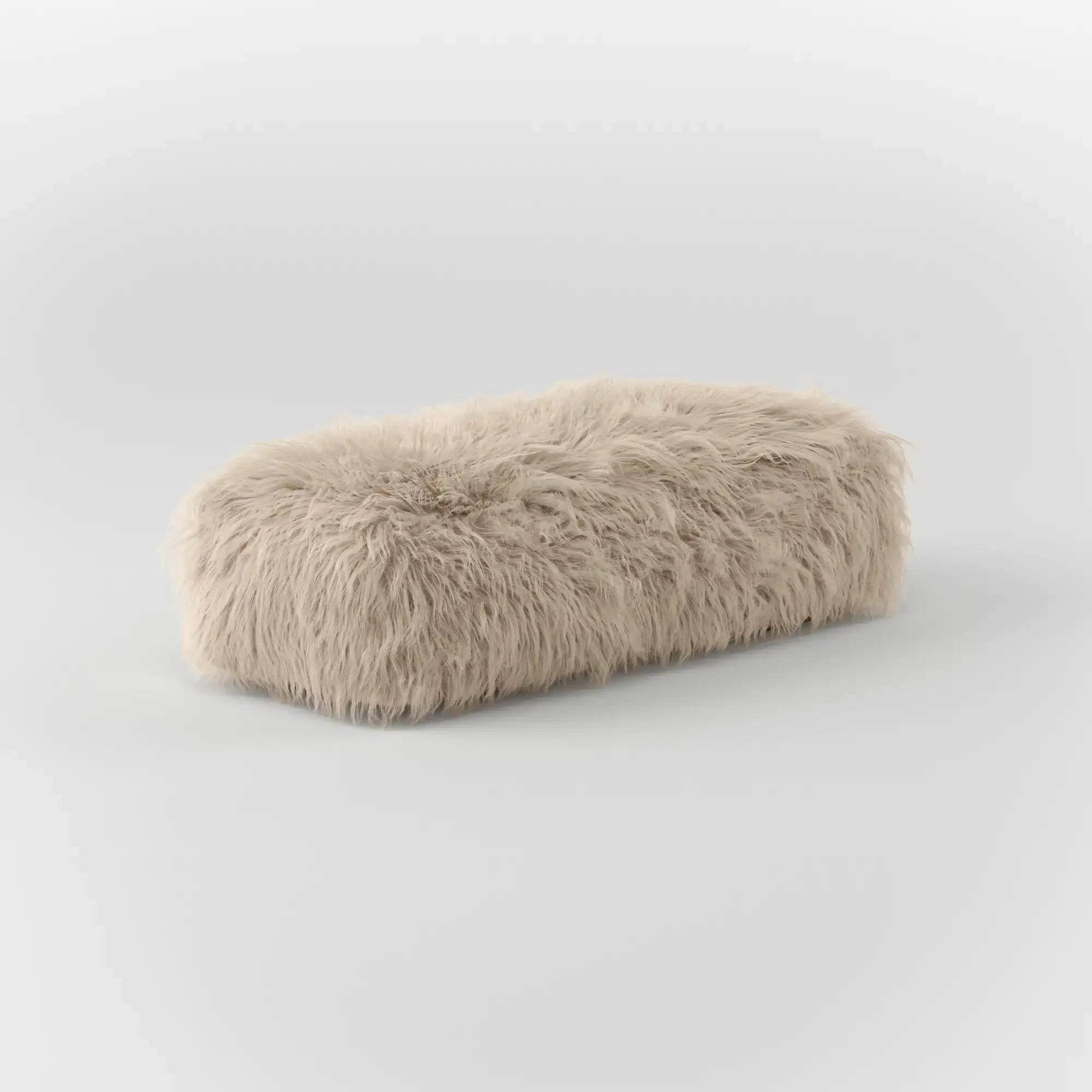 DODO TWO SEATER LOUNGE RECTANGULAR OTTOMAN-FAUX FUR KKUSO.HOME